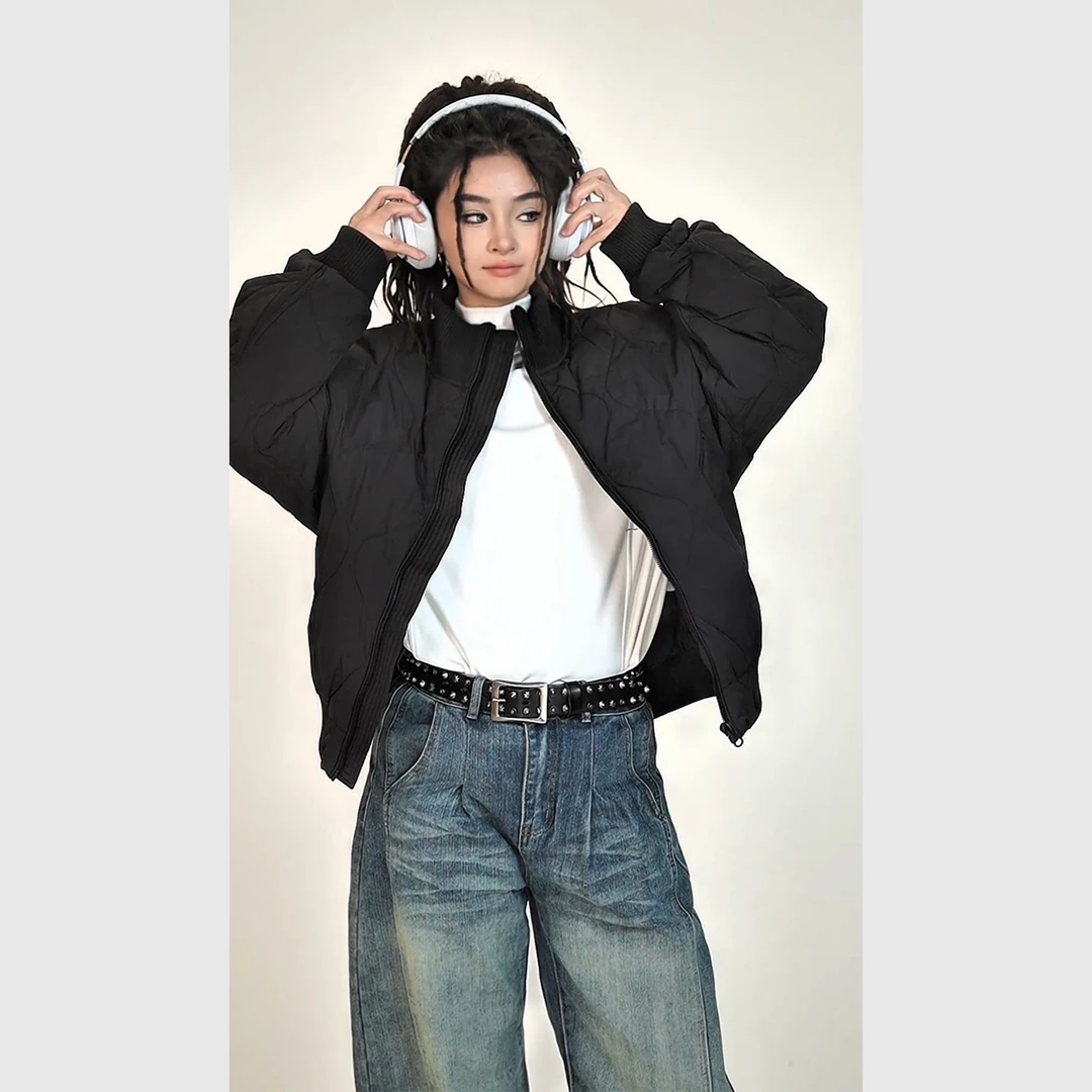 【羽绒服】新款美式宽松白鸭绒男女百搭立领情侣保暖冬季休闲情侣