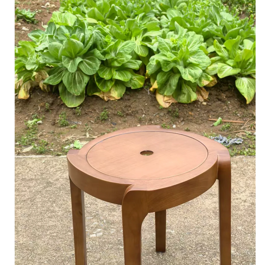 橡胶木黑胡桃色风车凳可叠放凳子加厚现代简约实木耐用餐厅简易
