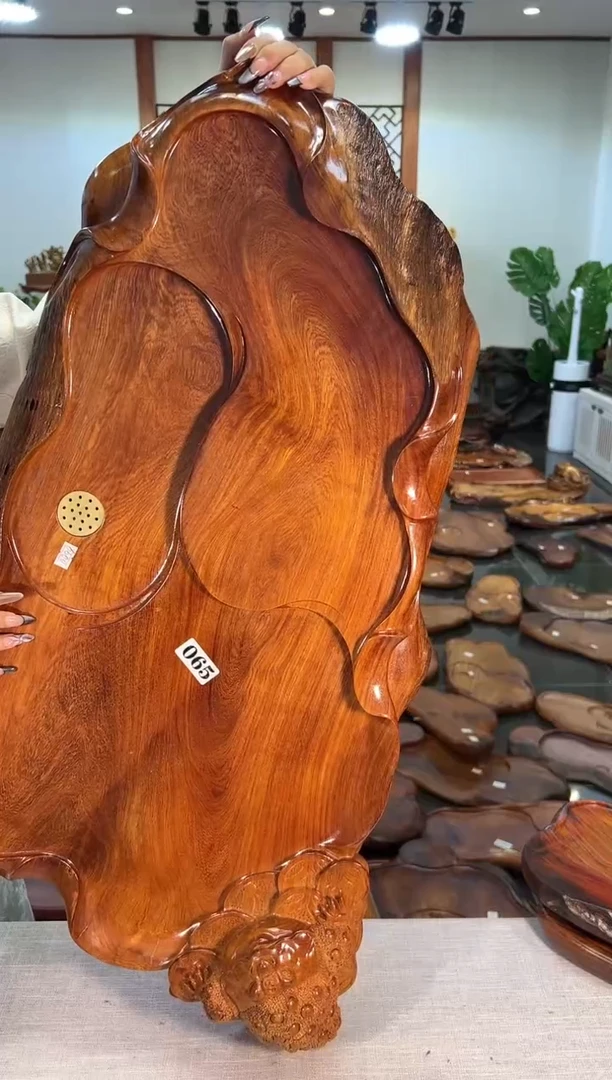 【闪购商品】大果紫檀（缅甸花梨）茶盘065