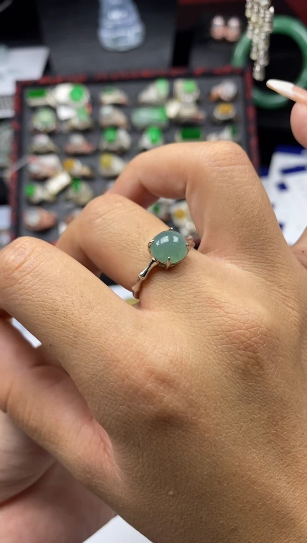 银S925镶嵌戒指翡翠1