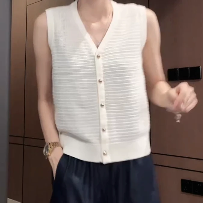 【法式小香马甲】简约气质V领无袖针织衫百搭外穿马甲女C5673