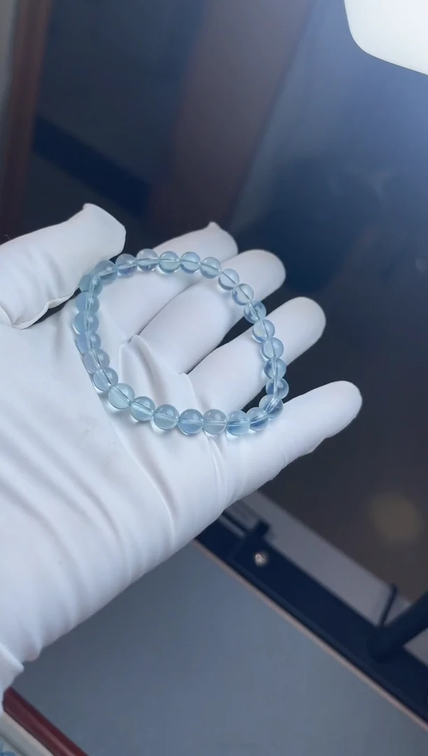 珠***?，活力浅蓝单圈手串-6.7mm