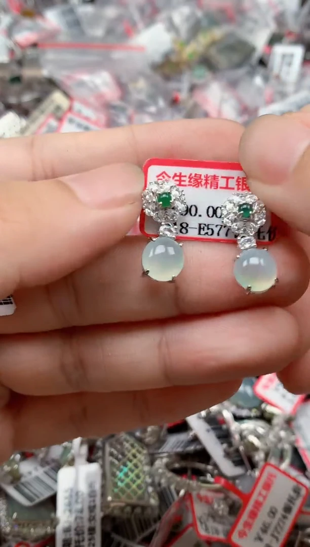 银S925镶嵌戒指翡翠天然A货缅甸翡翠