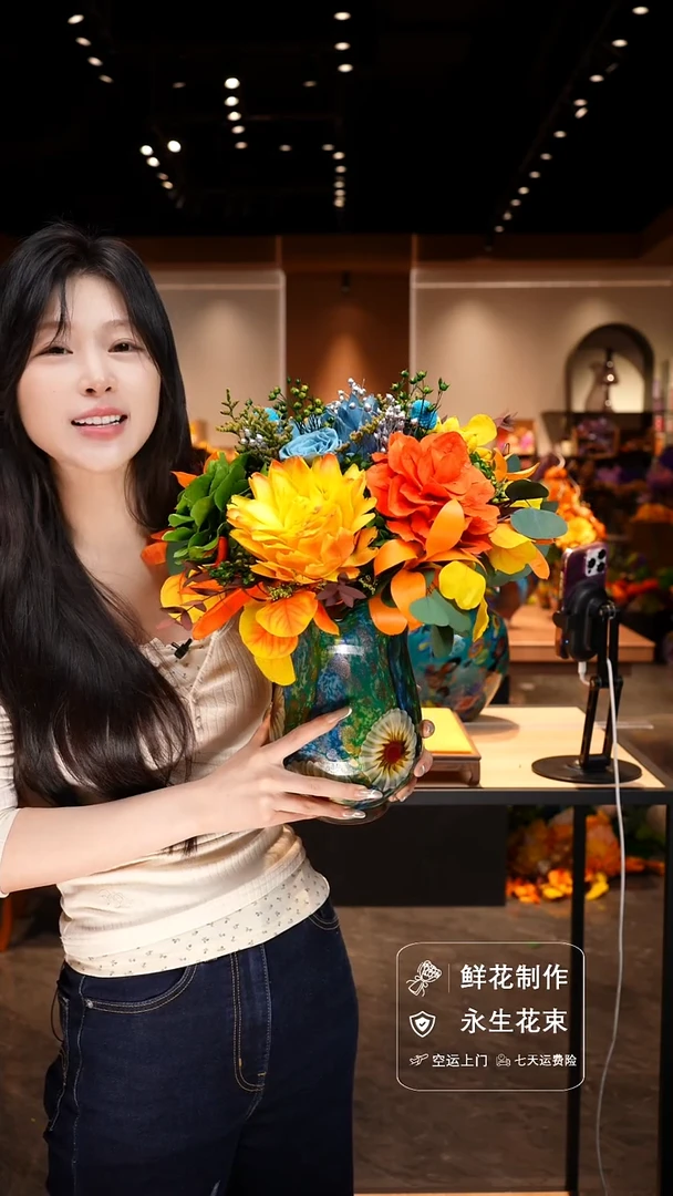 手工艺品琉璃手工花器花束空运包邮送货上门-以图片为准
