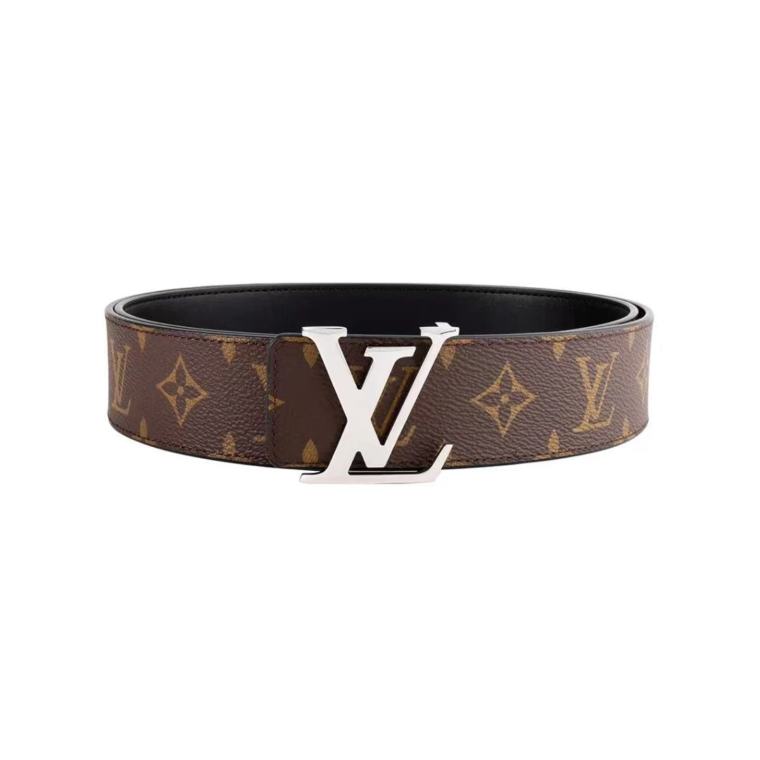 未使用 LouisVuitton/路易威登 双面老花腰带银色头/80码