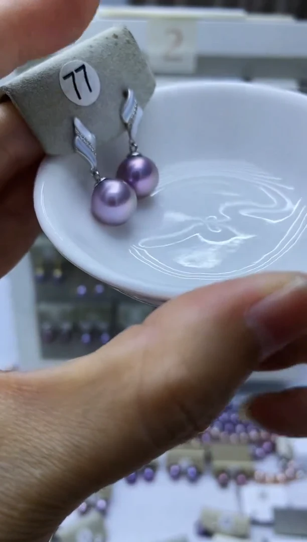 银S925镶嵌淡水珍珠耳饰77