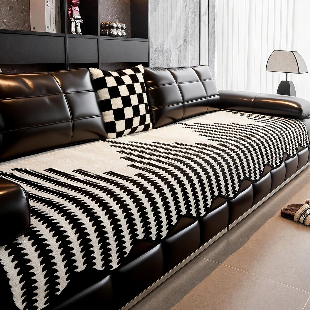 洱峰极简异形皮沙发垫四季通用2025新款高级感固定防滑直排坐垫