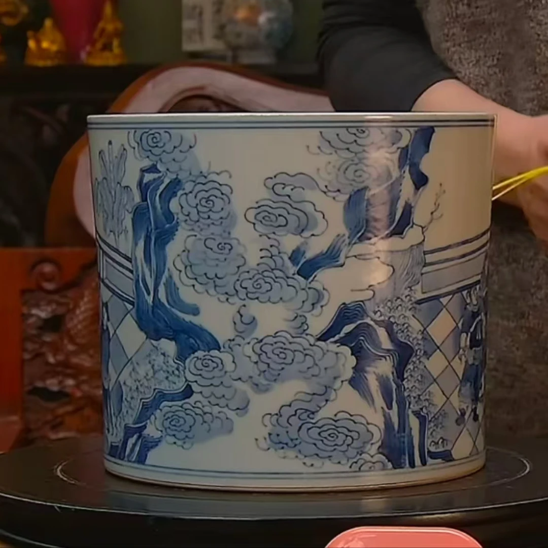 清   青花人物故事笔筒