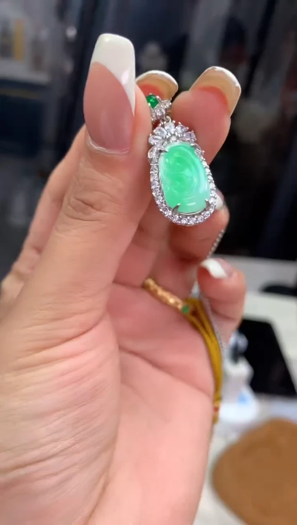 翡翠银S925镶嵌吊坠(不含链)吊坠