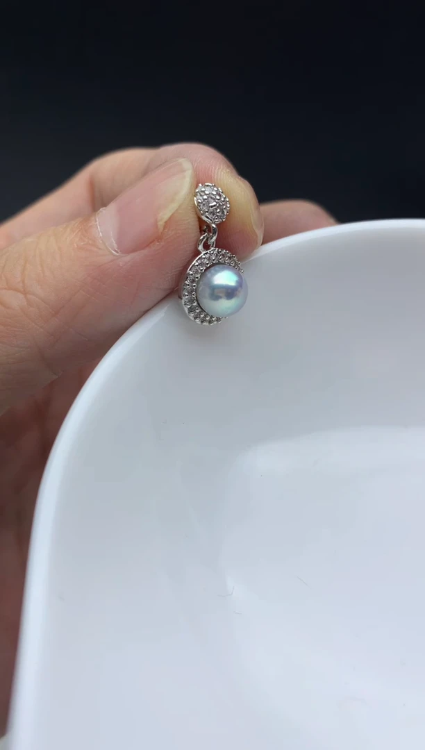 未镶嵌ff海水珍珠akoya灰珠吊坠（赠链）