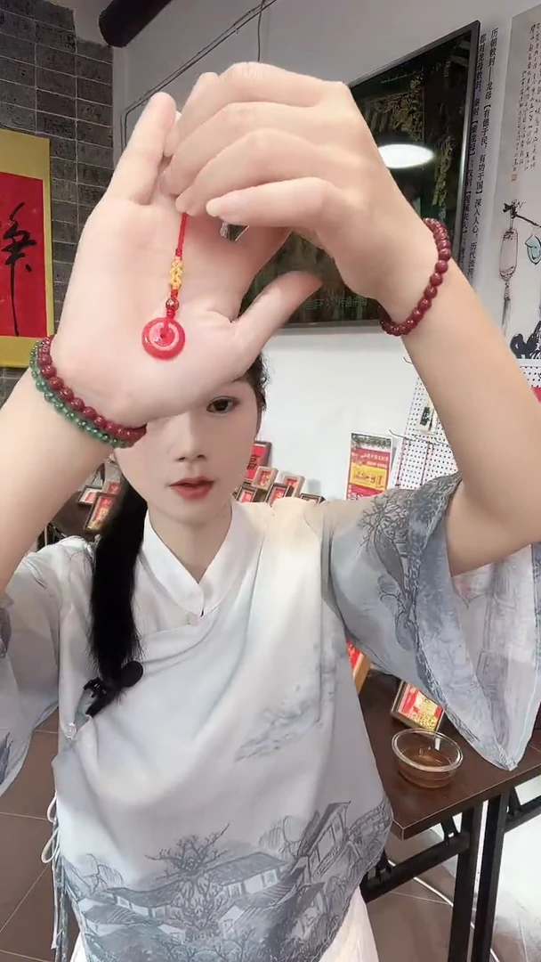 天然辰砂朱砂平安扣挂件