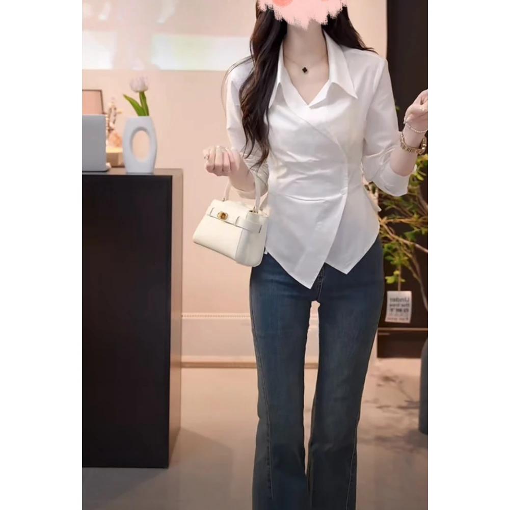 2025春新款法式设计感不规则小众衬衫时尚气质显瘦百搭上衣