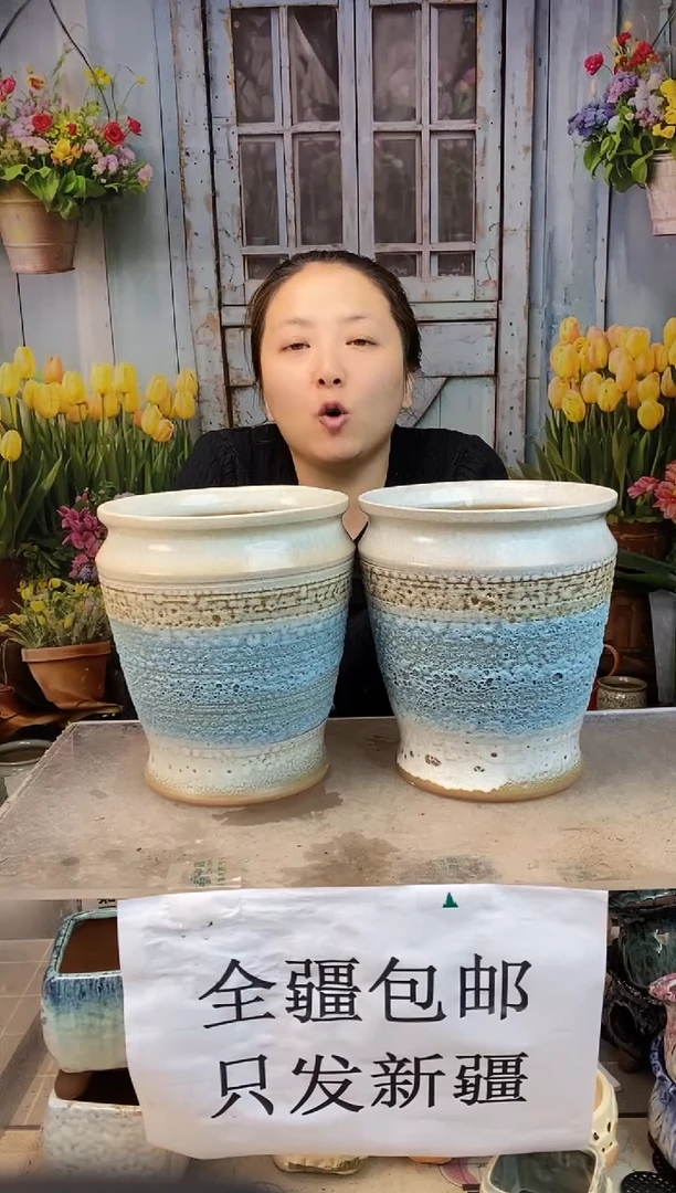 024 白蓝泡泡釉两个装  口18高21