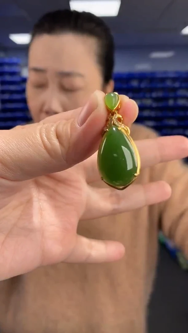 吊坠(不含链)银S925镶嵌和田玉DZ5240