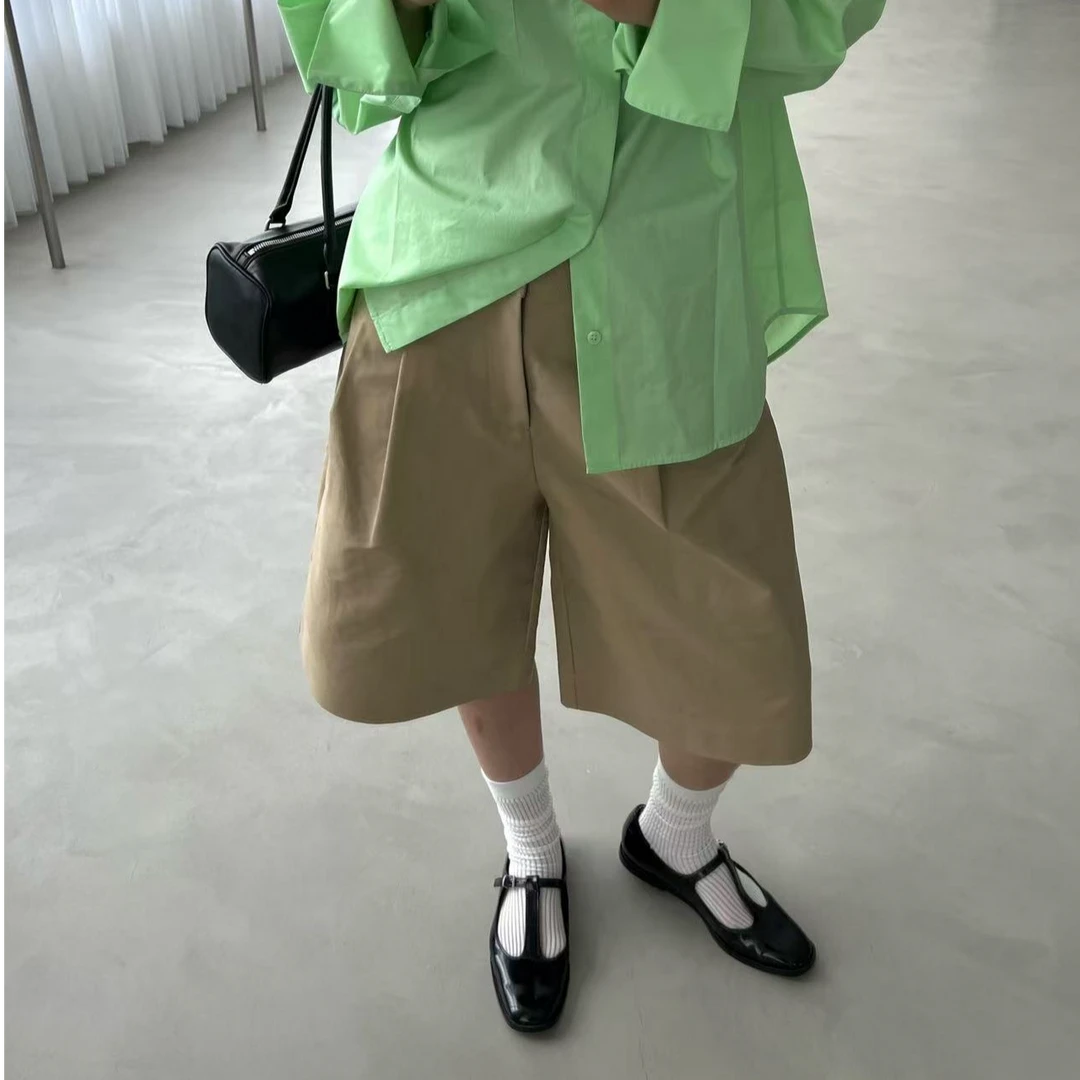 【VIINS】SOI 宽松口袋压褶中裤女显瘦休闲裤3197