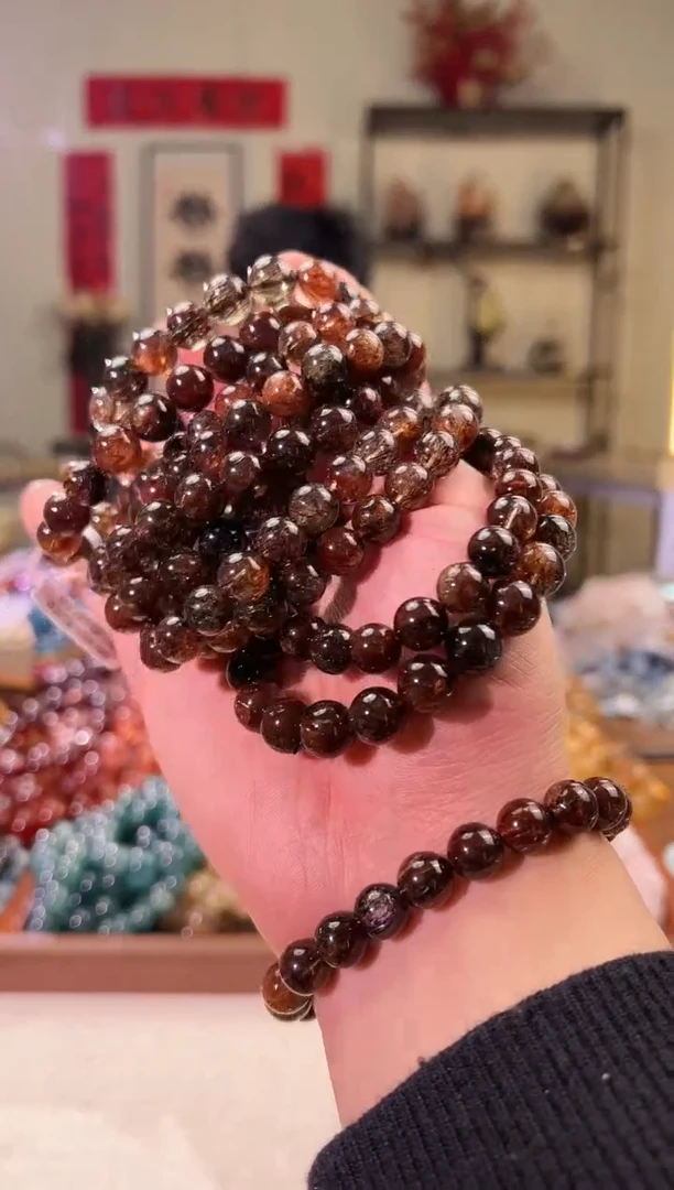 【闪购商品】发晶手串未镶嵌9mm黑金超七（多样性发其一）