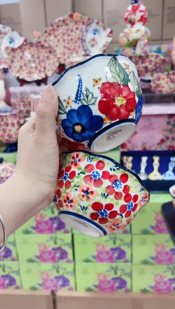 瓷5英寸花边碗两个（粉黛+西里）