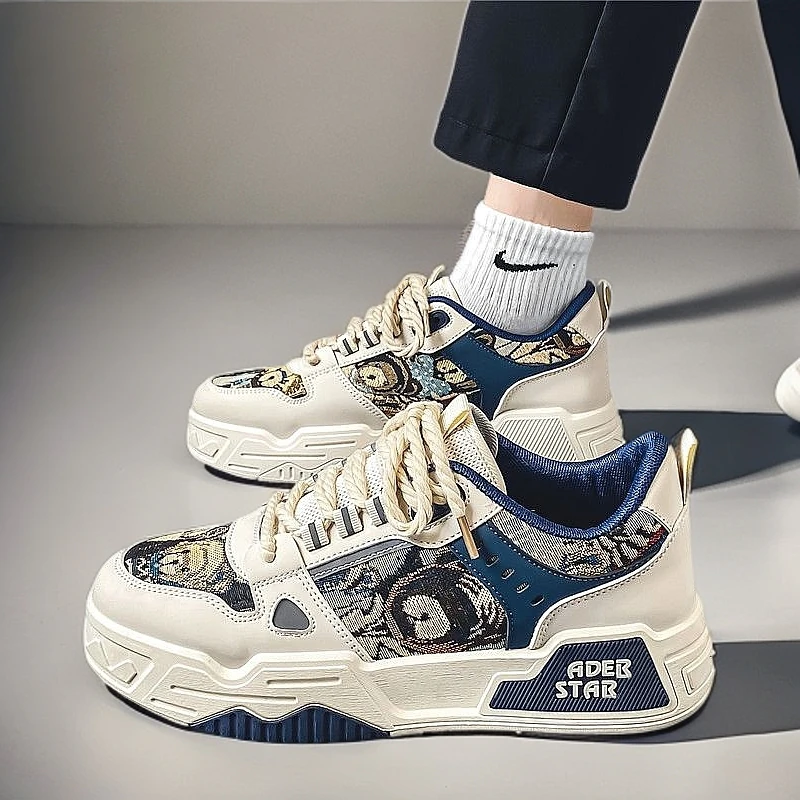 【啄木鸟】男鞋百搭休闲设计感小众板鞋青少年运动厚底增高帆布潮鞋