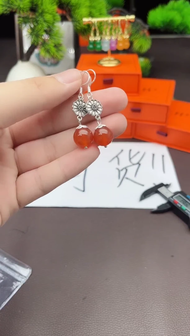 【闪购商品】南红玛瑙耳饰银S925镶嵌339000