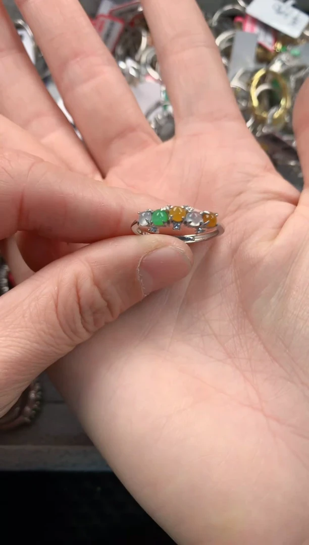 银S925镶嵌戒指翡翠222   6