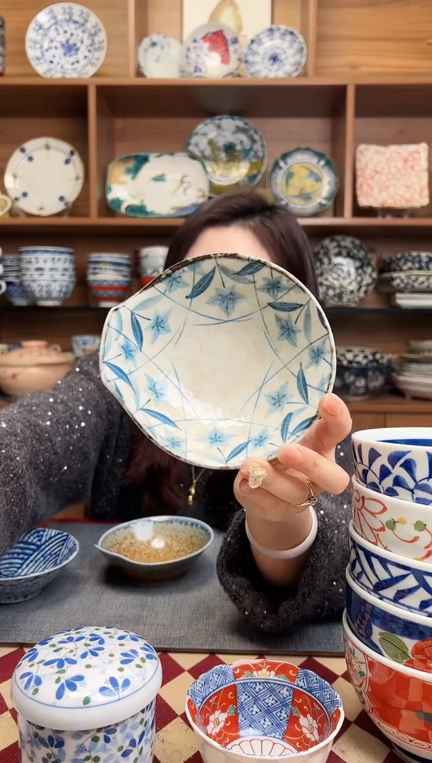 【闪购商品】瓷片淡黄泥桔梗 手柄碗