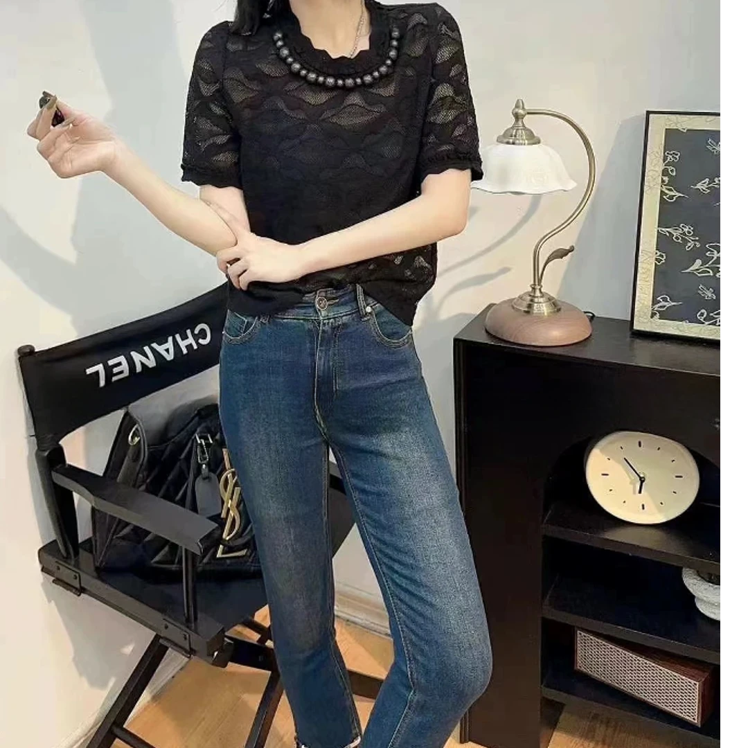 D30570南油爆款短袖镂空T恤