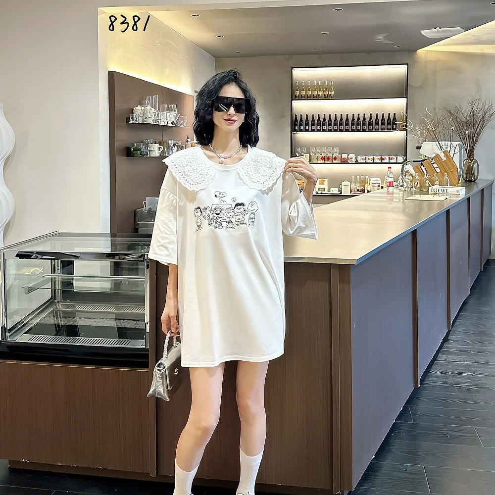 8381高级感时尚简约气质设计2025夏季新款大码洋气百搭别致T恤女