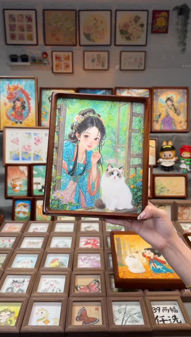 国画布偶女孩 手绘国画10
