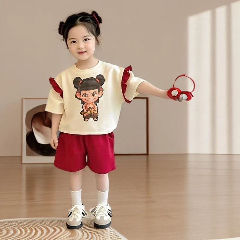 女童甜酷套装小套装女童韩范炸街套装潮儿童哪吒网红套装儿童