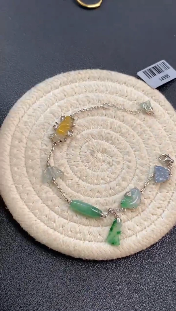 颈饰银S925镶嵌翡翠净货14888