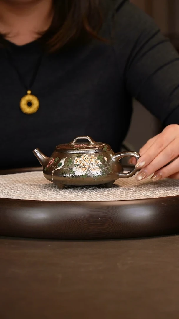 【顾三益】三足文瓢 景舟隧道窑 260c+散之墨宝