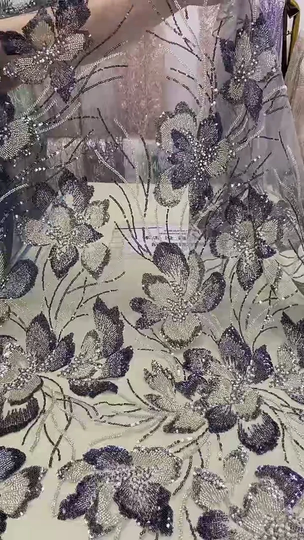 网纱珠绣布料，490号