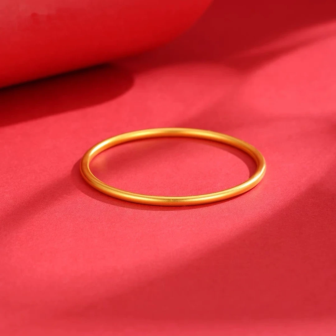 足银手镯 古法素圈手镯实心磨砂传承手环经典百搭时尚简约复古风