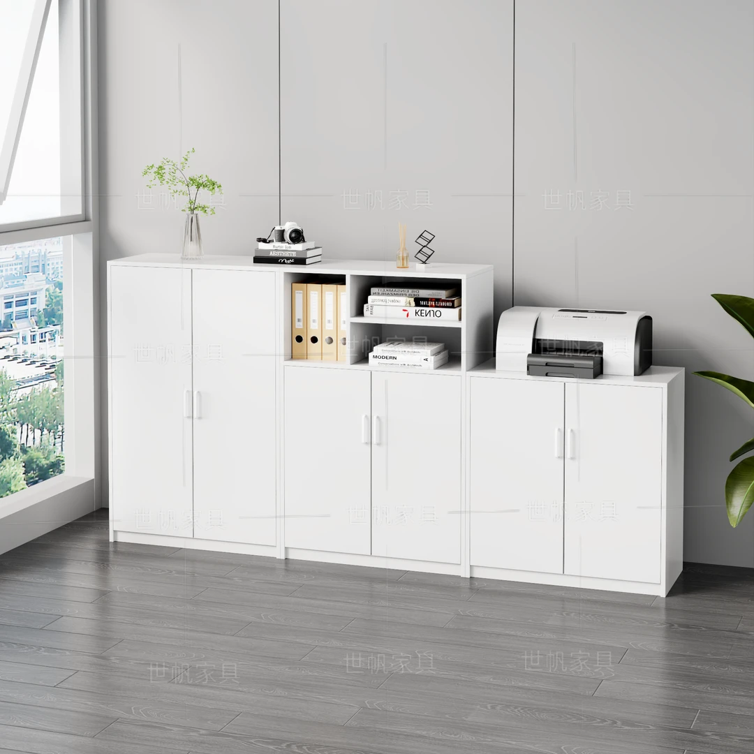 木质办公矮柜组合全白色高低柜子资料档案室文件柜收纳储物置物柜