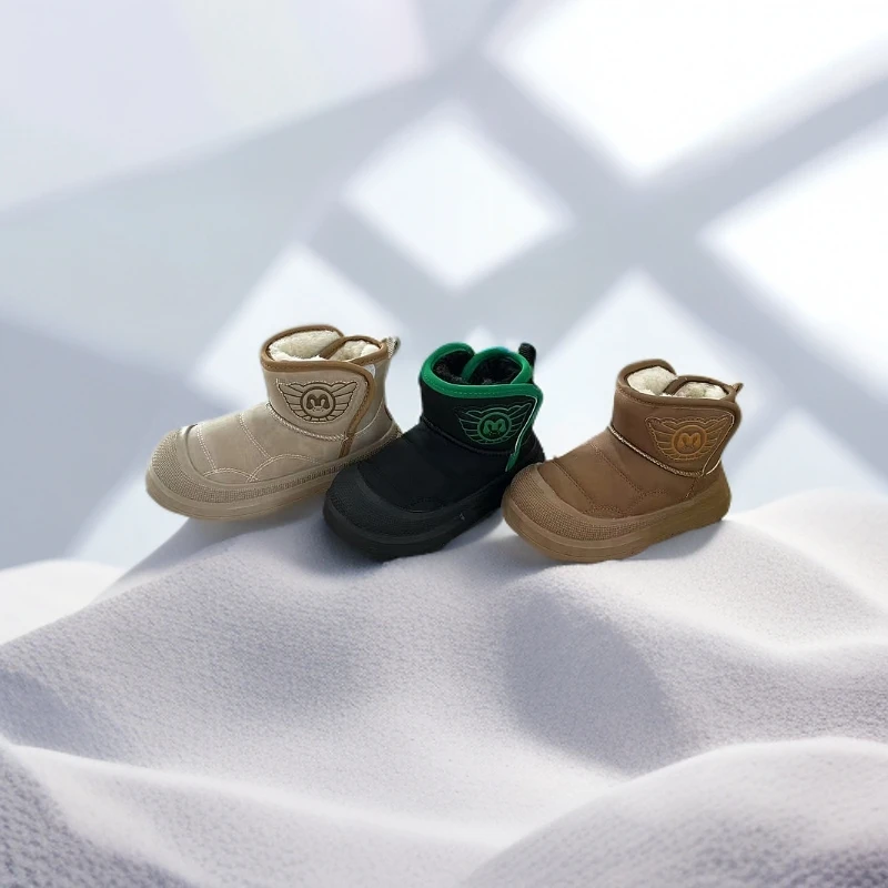 3899款加厚麂皮雪地棉2025新款潮流男童女童软底橡胶棉鞋
