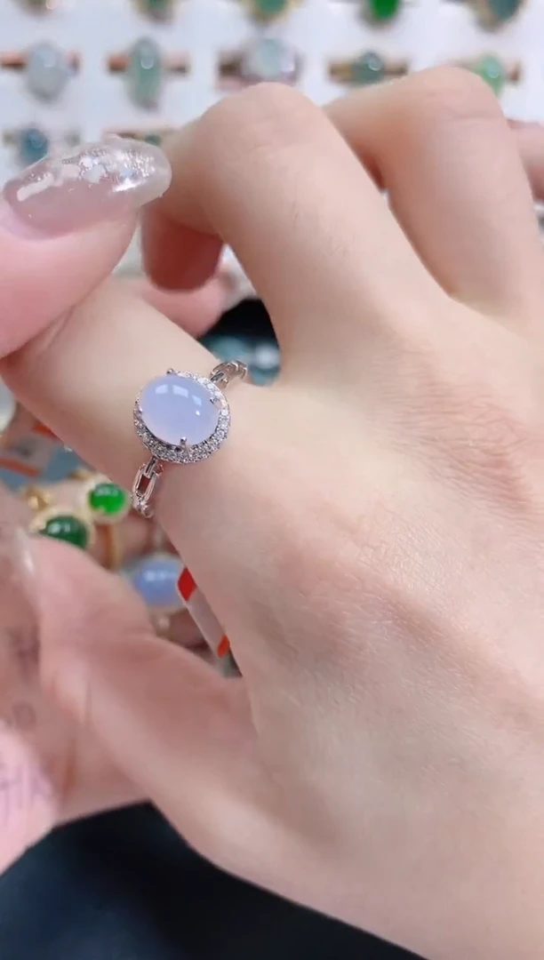 银S925镶嵌戒指翡翠天然翡翠