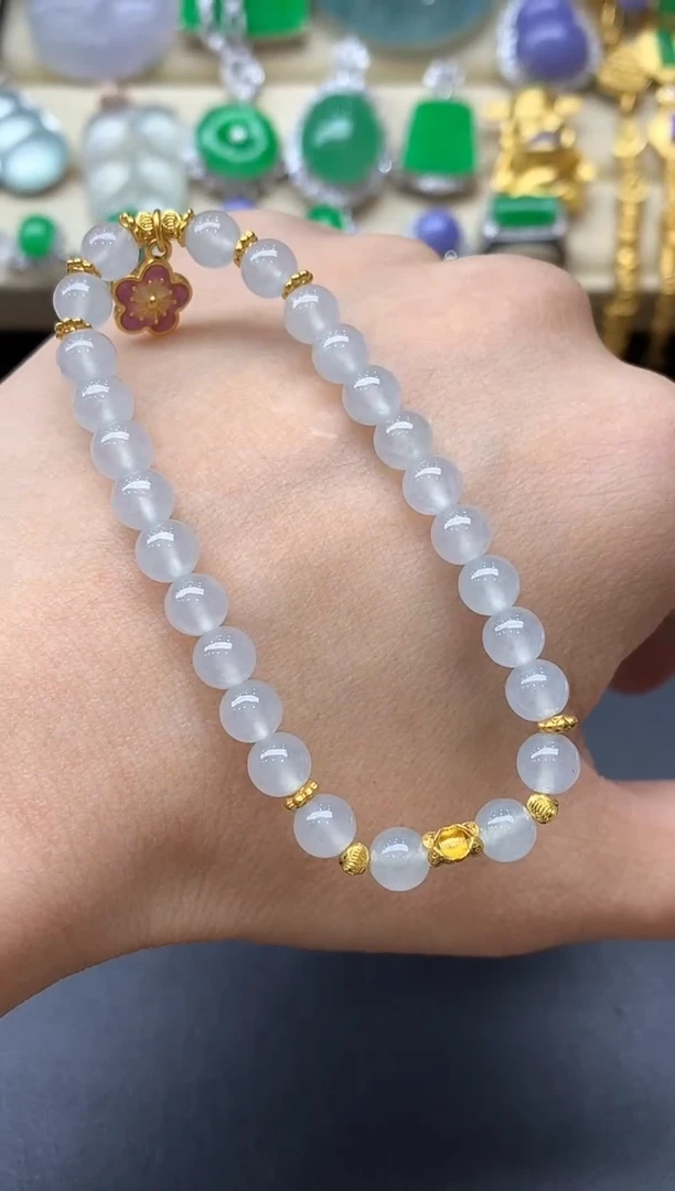 足金镶嵌手链翡翠428-中国好珍宝