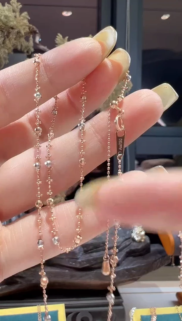 18K金项链双色间隔仙女链