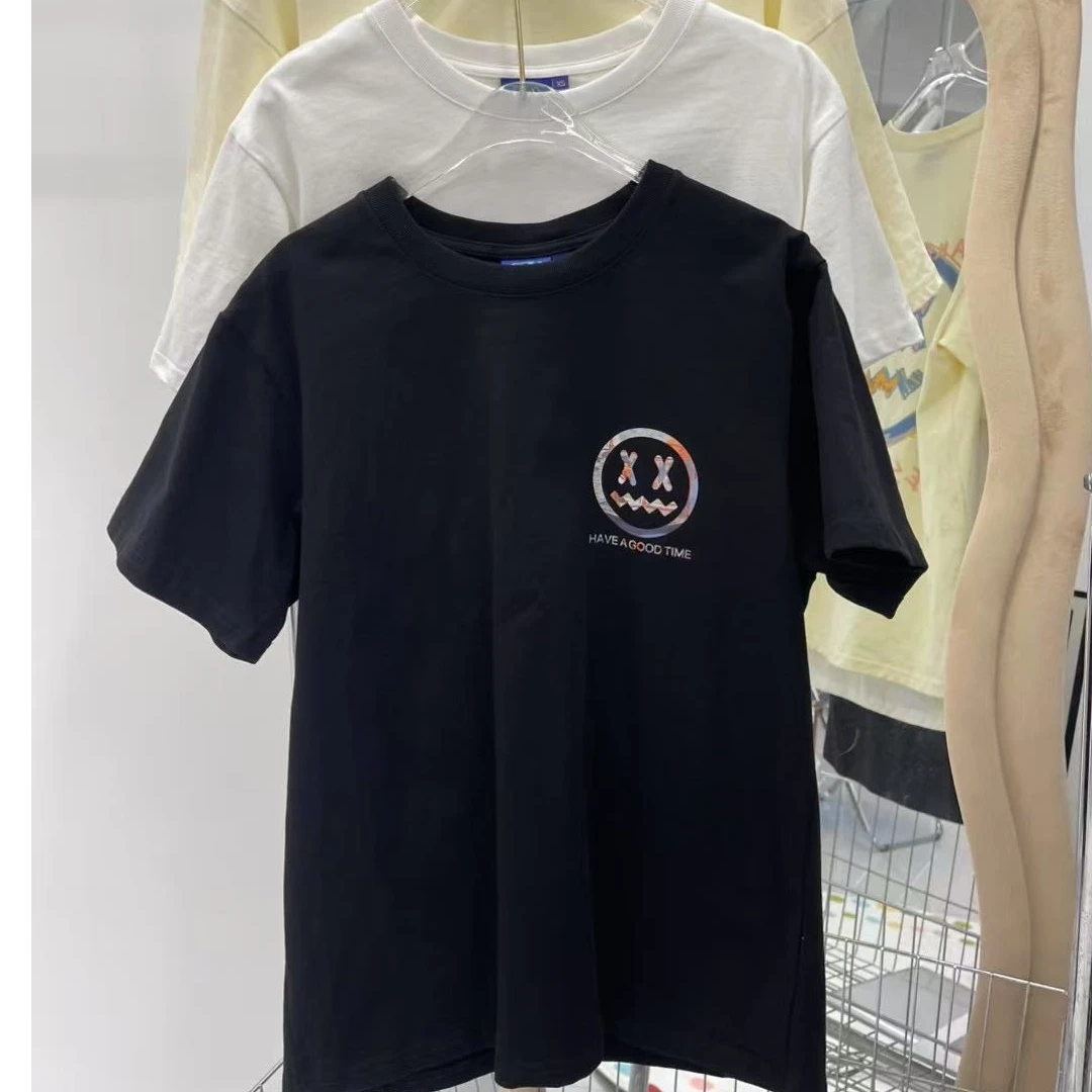 小恶魔莫奈油画笑脸短袖男女情侣装夏季国潮休闲款式圆领t恤半袖