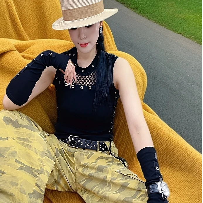 修身型性感风街头风辣妹个性T裙子