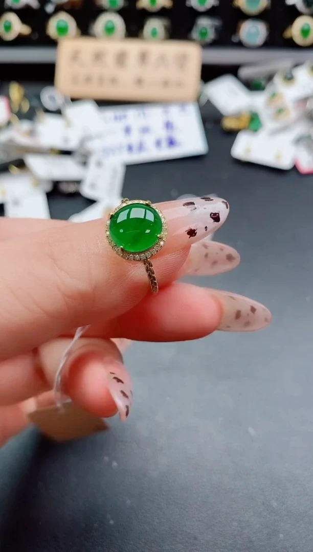 银S925镶嵌戒指翡翠1