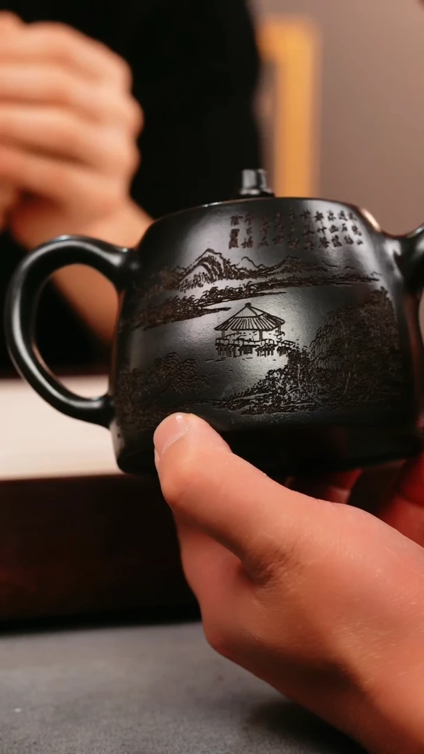 茶壶紫砂石黄 汉铎 山水