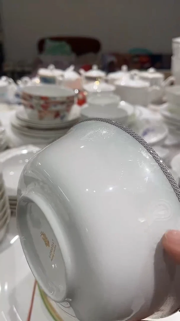 瓷蓝云锦6面碗隆达骨瓷