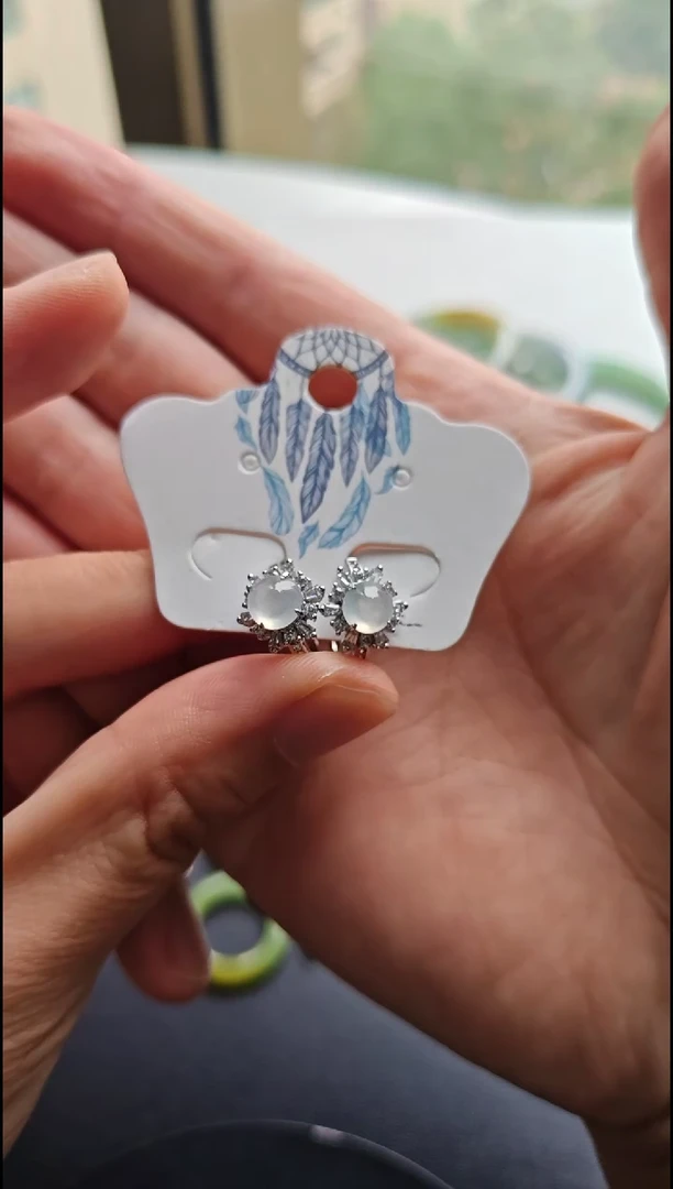 银S925镶嵌翡翠耳饰翡翠耳饰S925银镶嵌