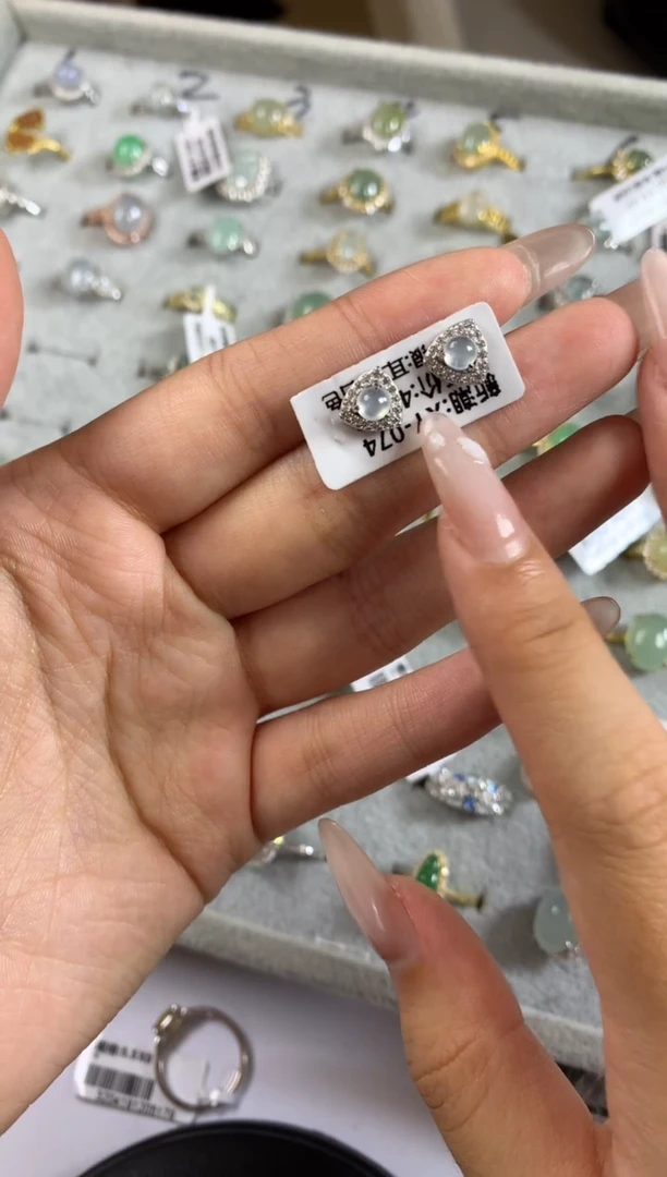 银S925镶嵌戒指翡翠耳饰26