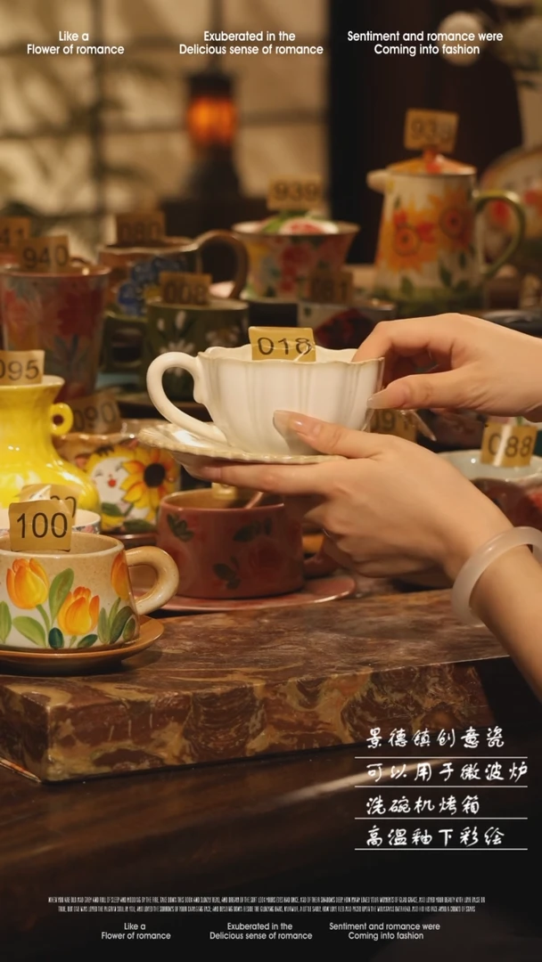 陶瓷景德镇高温手绘釉下彩设计师款式