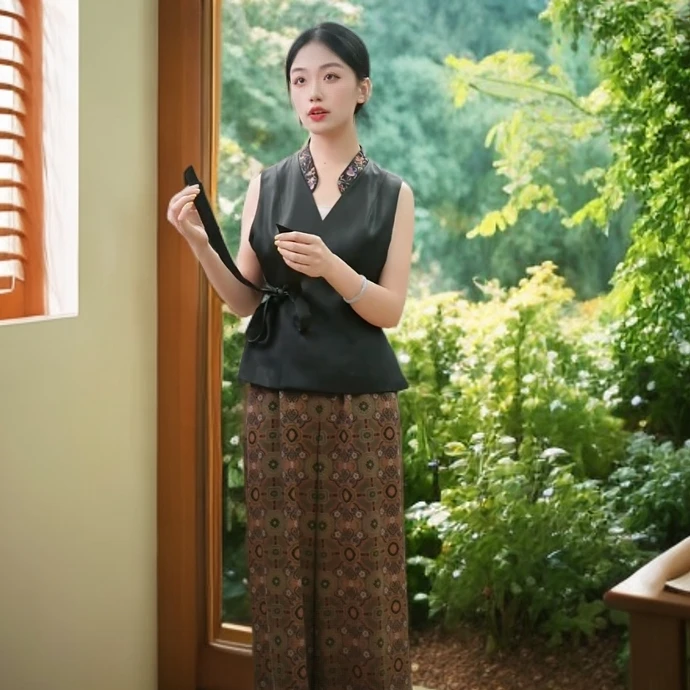 上海鉴界中国风马夹重墨非遗古法香云纱重缎拷皮刺绣新中式马甲