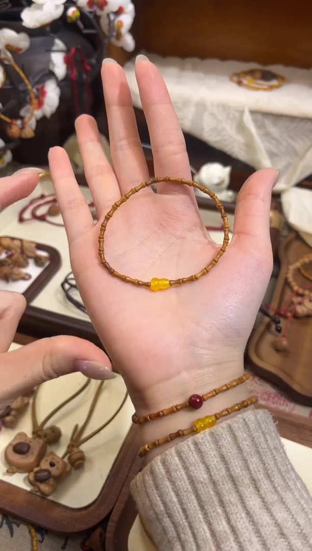 手串桃核【桃缘行】竹节「黄色葫芦」桃木桃核辟、挡、驱、护 备注手围