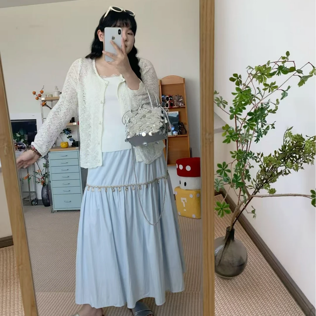 【鱼白专属】胖mm大码女优雅波西米亚民族风松紧腰A字半身裙21645
