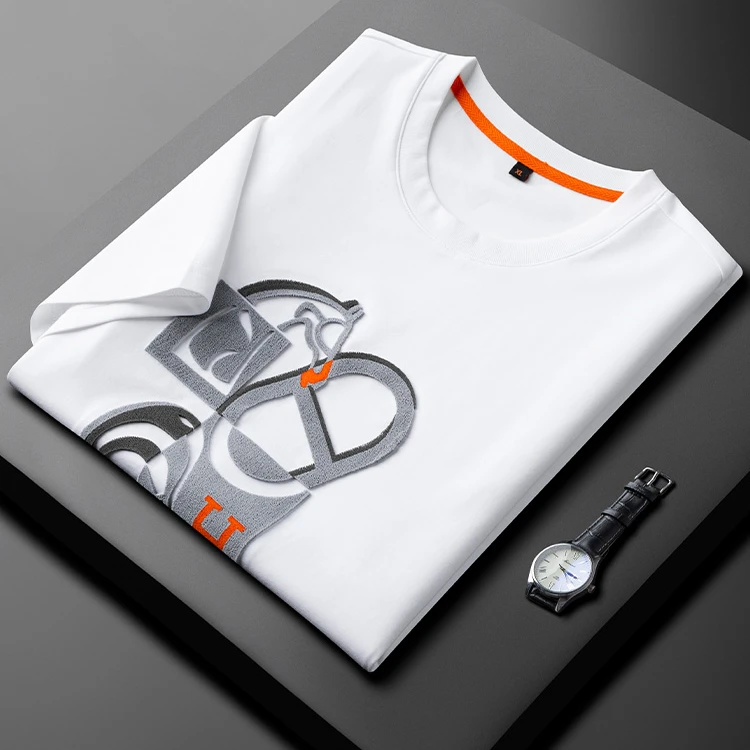 巴韦那奇时尚感莫代尔白色短袖t恤男新款夏季薄款休闲百搭半袖衫